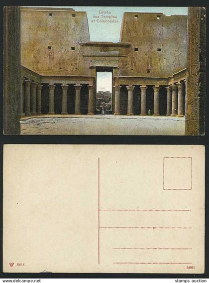 Egypt Old Postcard Edfu Edfou Entree Temples Colonnades