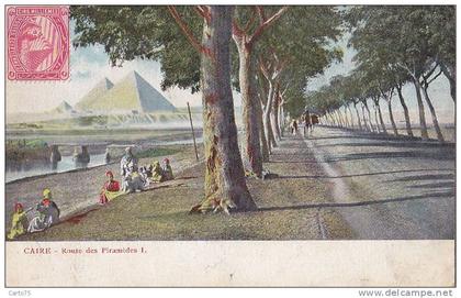 Egypte - Le Caire - Cairo -  Route des Piramides - Postal mark Taxe Bourges Marseille 1908