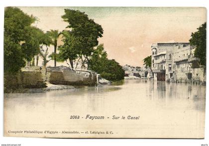 PC EGYPT, FAYOUM, SUR LE CANAL, Vintage Postcard (b32396)