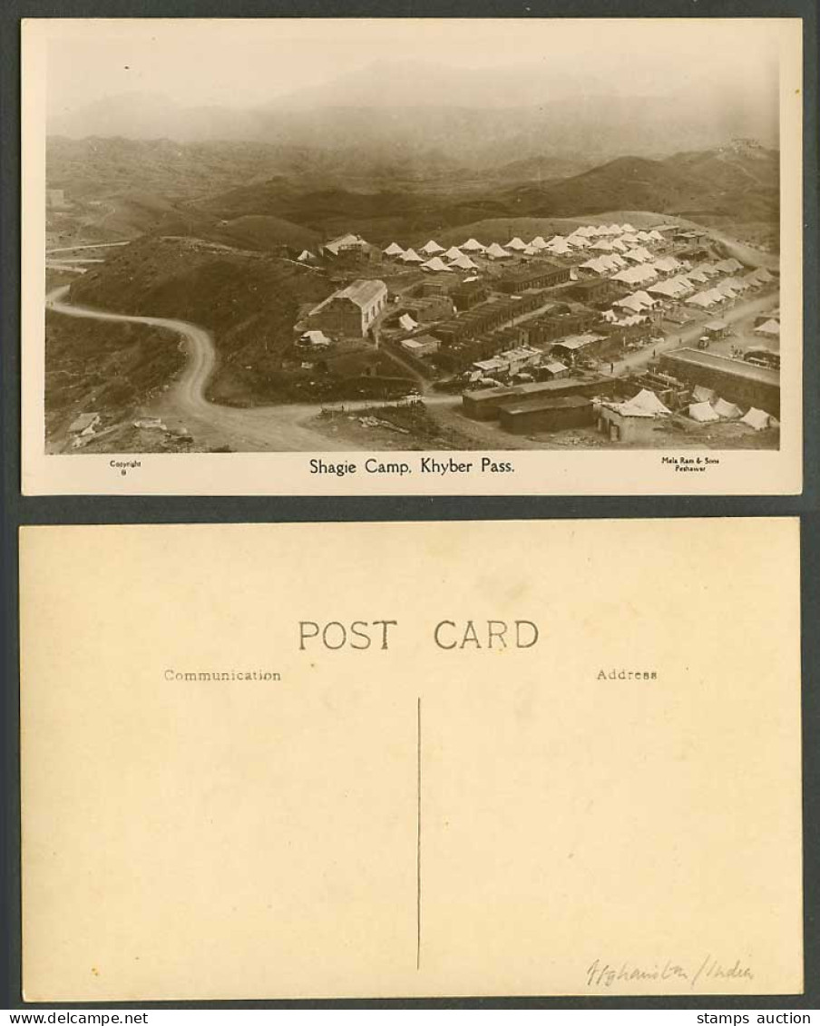 Afghanistan Pakistan Shagie Camp Khyber Pass Hills Tents Old Real Photo Postcard