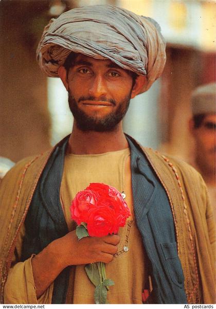 Afghanistan Native Man Rose Ethnic Rahmatullah im Basar von Kundus postcard C428