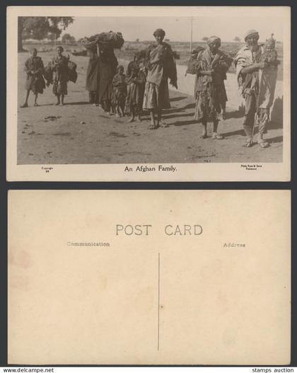 Afghanistan Old Real Photo Postcard An Afghan Family Mela Ram & Sons Peshawar 28