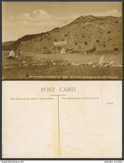 Afghanistan Pakistan Old Postcard Boundary between Afghan British Territory NWFP