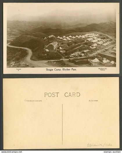 Afghanistan Pakistan Shagie Camp Khyber Pass Hills Tents Old Real Photo Postcard