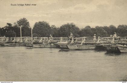 PC AFGHANISTAN KABUL BOATS BRIDGE KABUL RIVER, VINTAGE POSTCARD (b53455)