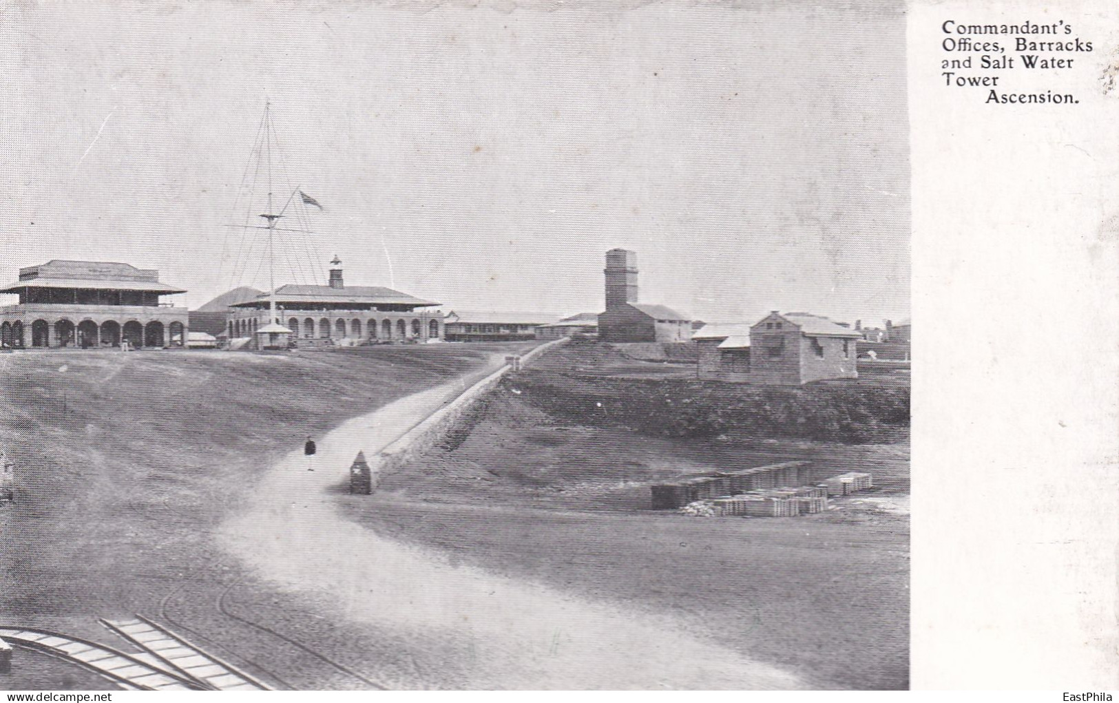 AFRICA AFRIQUE - ASCENSION ISLAND - COMMANDANT'S OFFICES BARRACKS AND SALT WATER TOWER