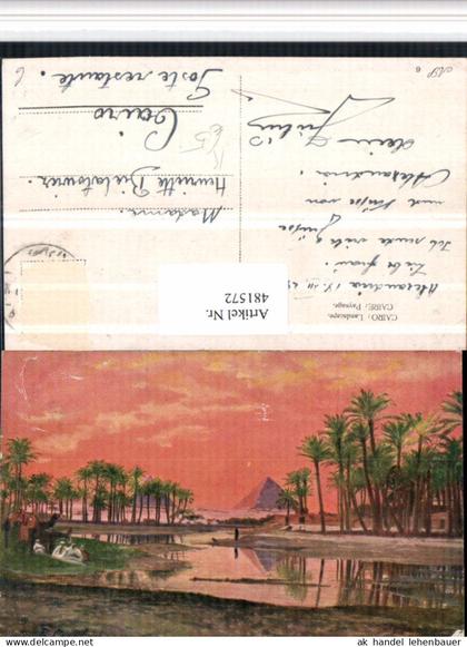 481572,Künstler AK Egypt Cairo Kairo Landscape Pyramiden Palmen