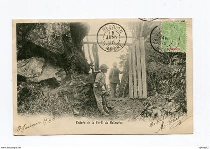 !!! CPA DE LA REUNION DE 1906 : ST ANDRE, ENTREE DE LA FORET DE BELOUVRE