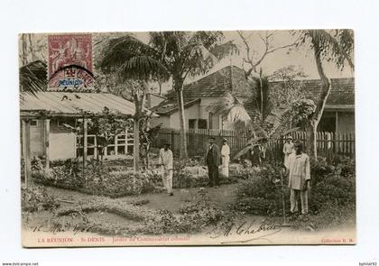 !!! CPA DE LA REUNION : ST DENIS, JARDIN DU COMMISSARIAT COLONIAL