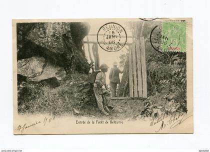 !!! CPA DE LA REUNION DE 1906 : ST ANDRE, ENTREE DE LA FORET DE BELOUVRE