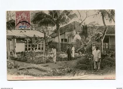 !!! CPA DE LA REUNION : ST DENIS, JARDIN DU COMMISSARIAT COLONIAL