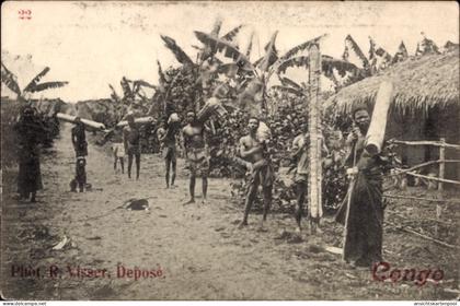 CPA französisch Kongo, Afrikaner transportieren Stämme