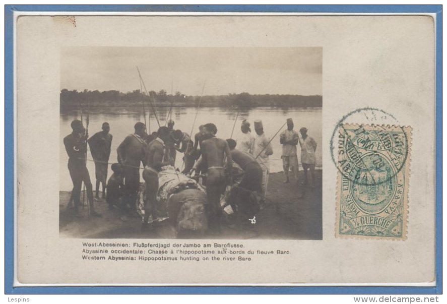 AFRIQUE -- ETHIOPIE --  Chasse à l'hippopotame