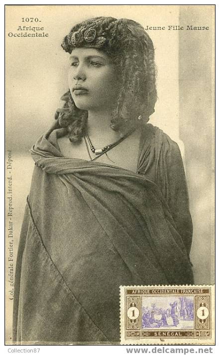 AFRIQUE - MAURITANIE - JEUNE FILLE MAURE - FEMME - TRES BELLE CARTE - COLLECTION FORTIER N°1070