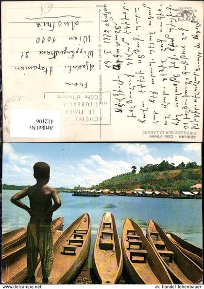 412106,Ivory Coast Elfenbeinküste Abidjan Pirogues sur la Lagune Boote Kind