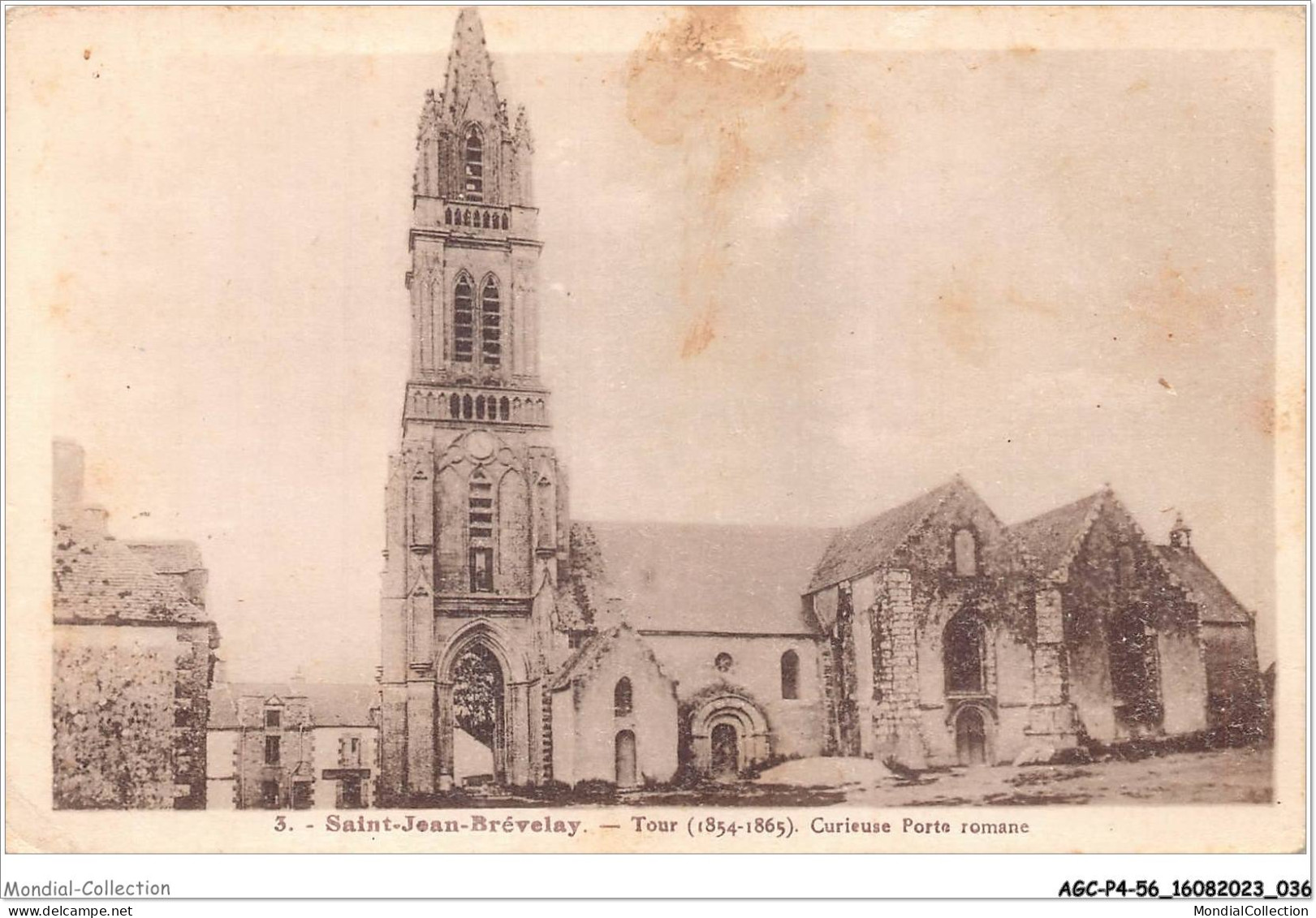 AGCP4-56-0287 - SAINT-JEAN-BREVELAY - Tour - curieuse porte romane