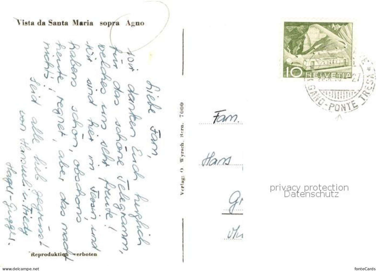 Agno Lago di Lugano TI Fliegeraufnahme Blick v. Santa Maria auf Agno - Panorama