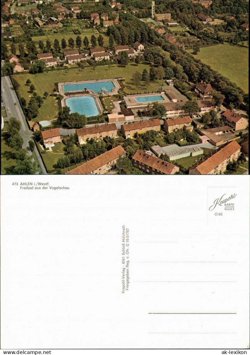 Ahlen (Westfalen) Freibad aus der Vogelschau Luftaufnahme Schwimmbad 1965