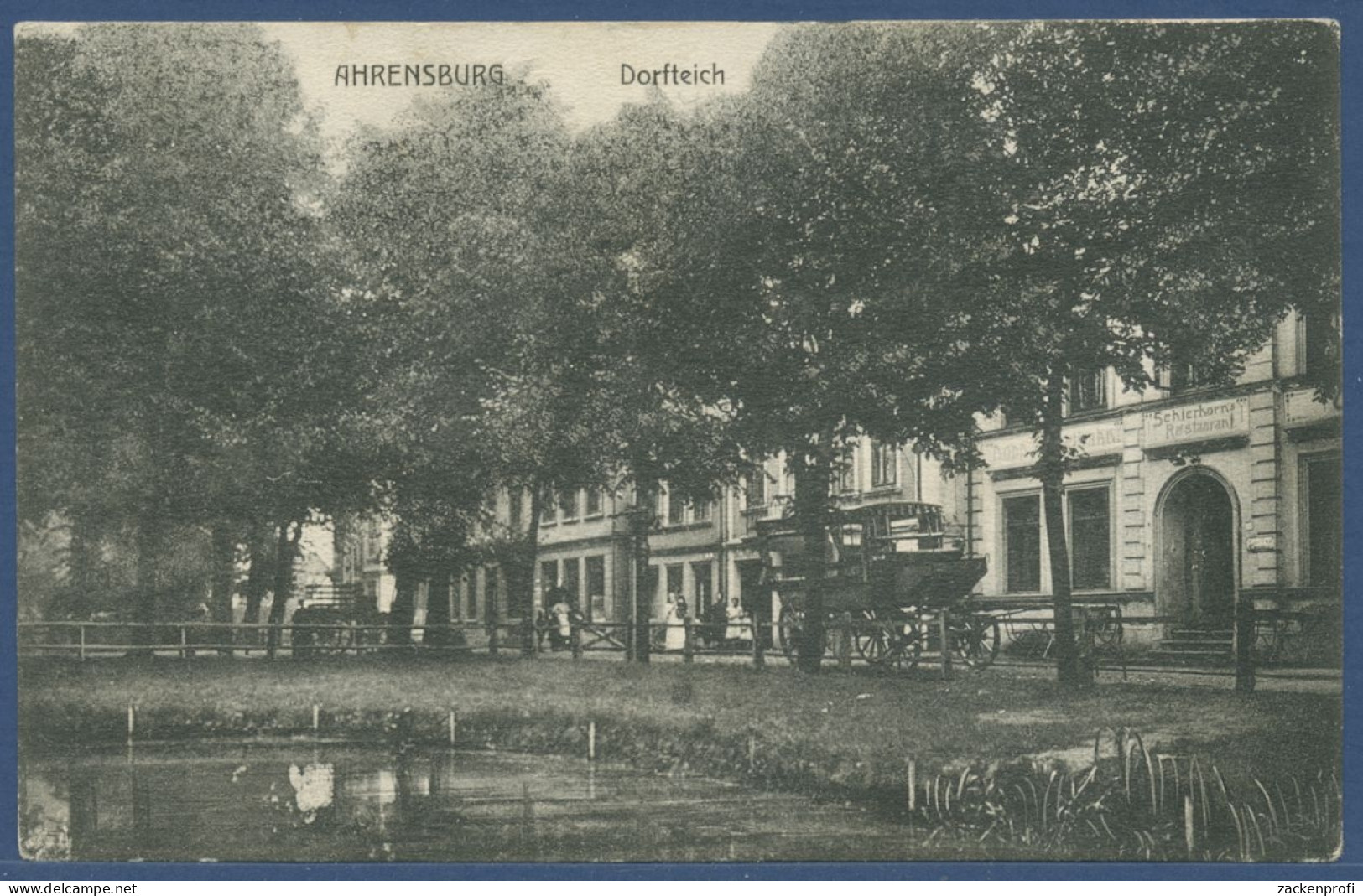 Ahrensburg Dorfteich Schierkorns Restaurant, gelaufen 1910 (AK2434)