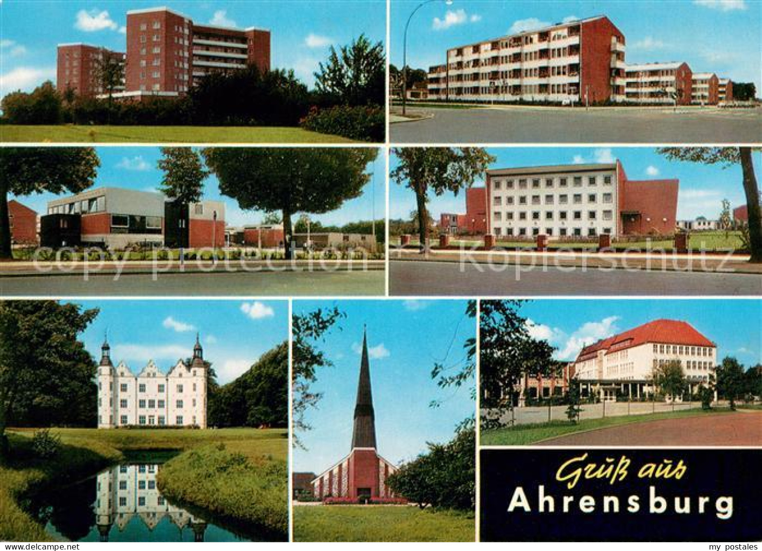 Ahrensburg Hoch und Wohnhaeuser Schloss Kirche