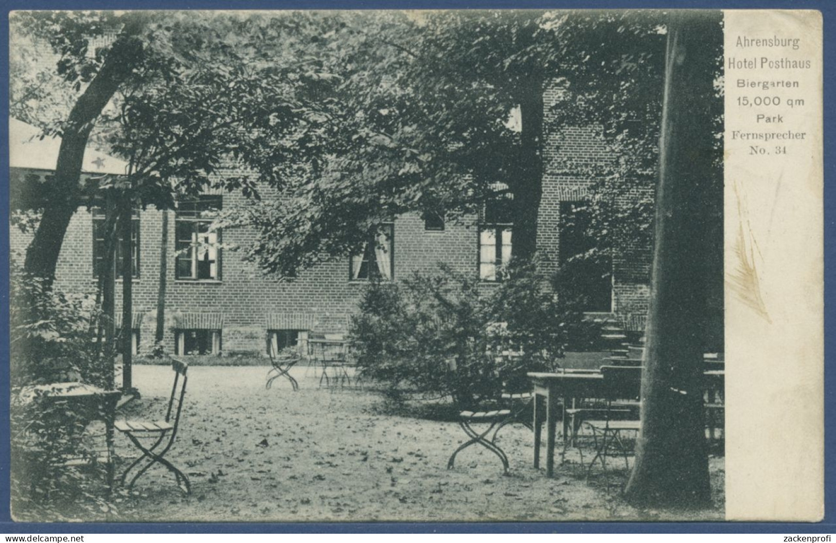 Ahrensburg Hotel Posthaus Biergarten, gelaufen 1909 (AK2435)