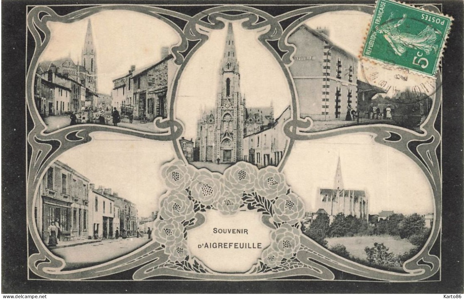 aigrefeuille sur maine * souvenir de la commune * cpa 5 vues