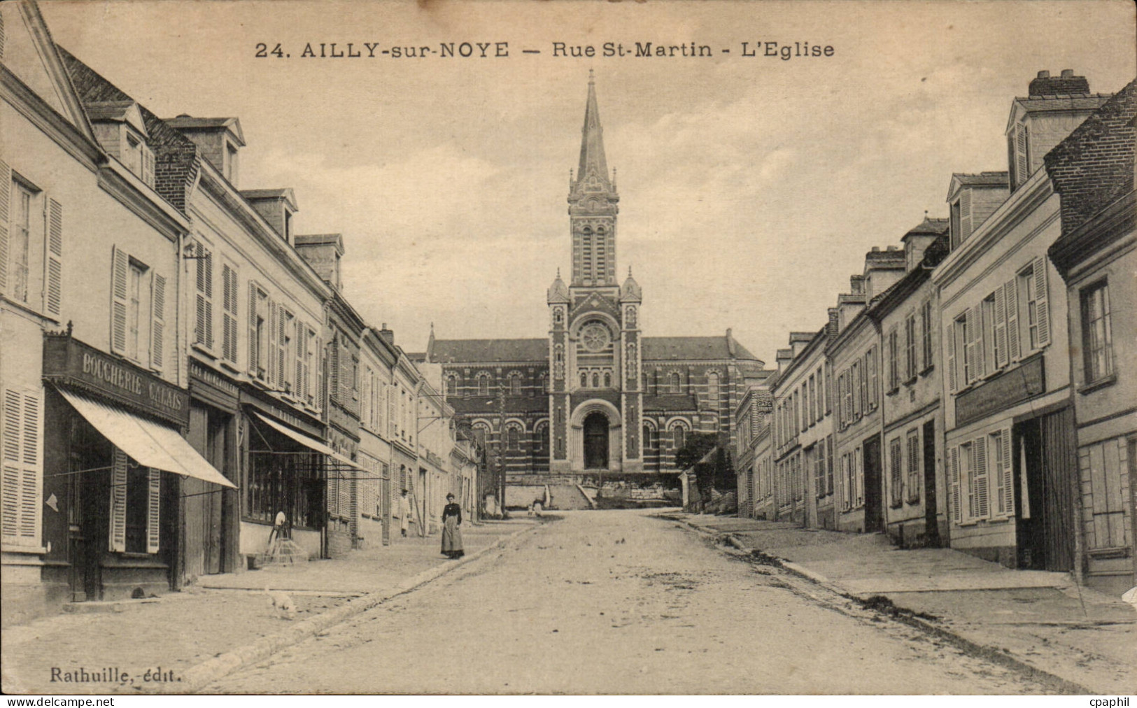 Ailly sur Noye - Rue St Martin - L'Eglise - CPA
