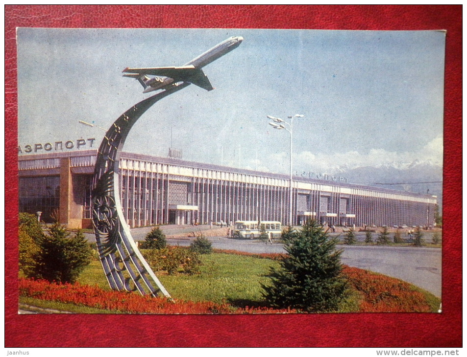 airport - airplane - Almaty - Alma-Ata - 1974 - Kazakhstan USSR - unused