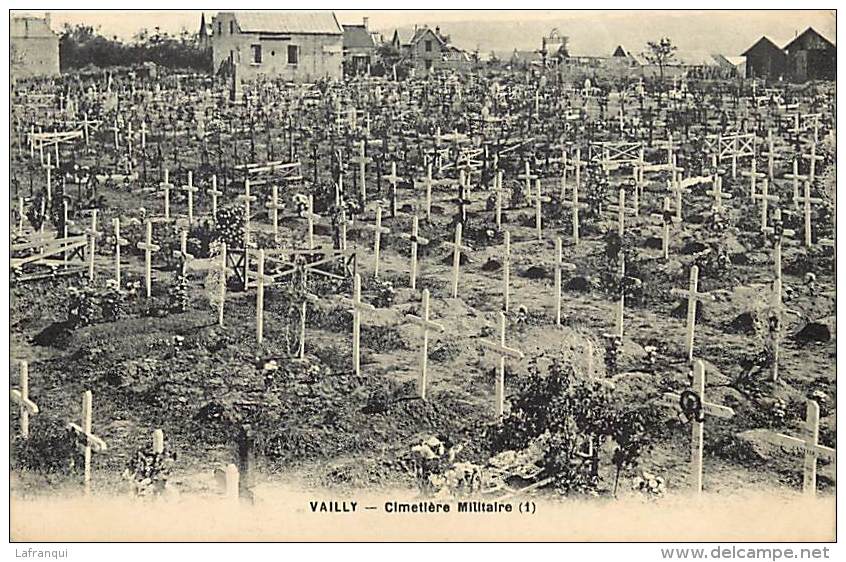 aisne  -ref A202 - guerre 1914-18- vailly - cimetiere militaire anglais   - carte bon etat  -