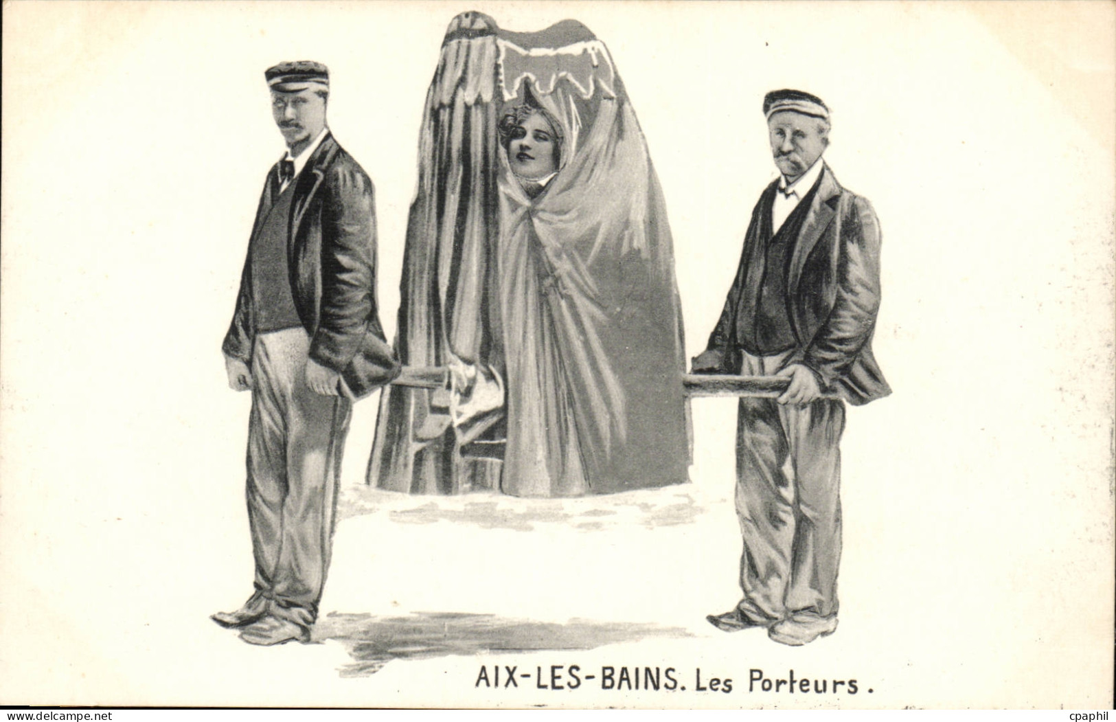 Aix les Bains - Les Porteurs - illustration - CPA