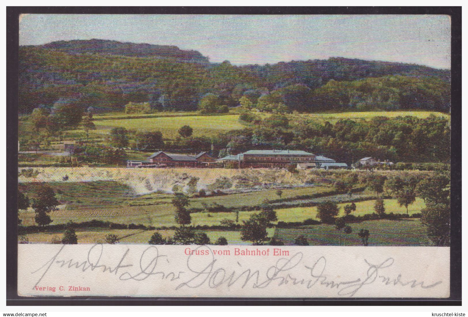 AK (004143) Gruss vom Bahnhof Elm, gelaufen