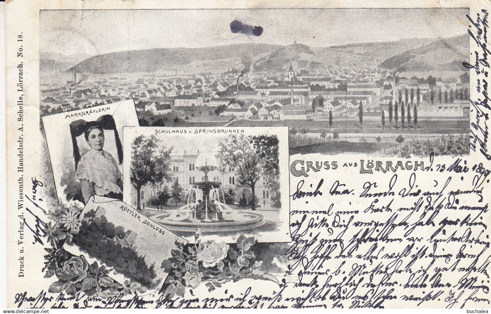 AK 1899 gelaufen Gruss aus Lörrach