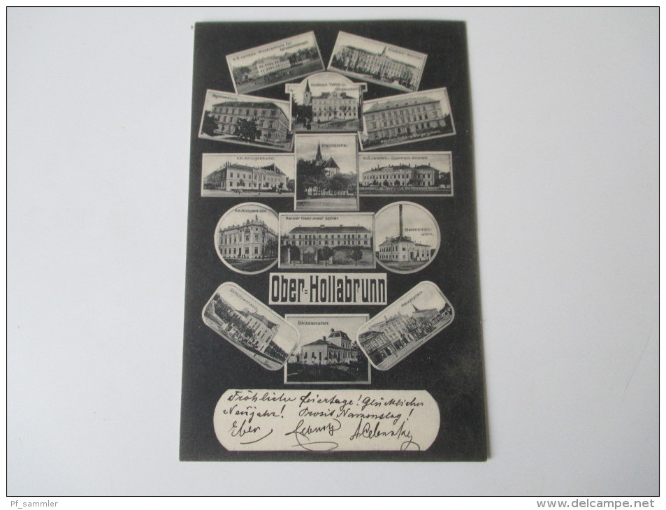 AK 1904 Österreich. Mehrbildkarte. Ober - Hollabrunn. Gymnasium, Landes u. Siechenanstalt usw. Tolle Karte!