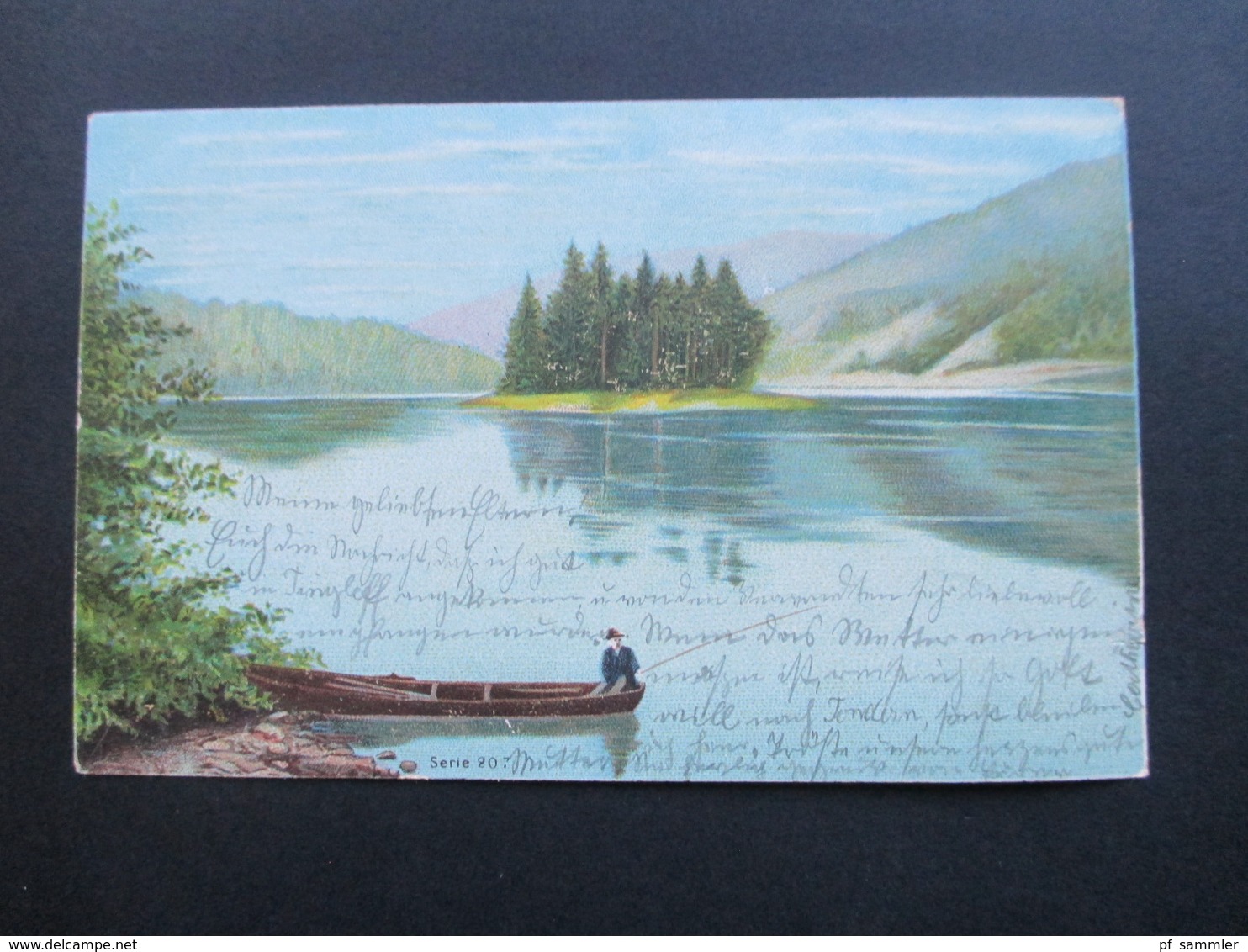 AK 1905 Nordschleswig Dänemark einsamer Angler im Boot. Künstlerkarte. Tingleff nach Pattburg Mit AK K1 Pattburg