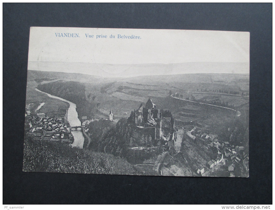 AK 1907 Luxemburg Vianden. Vue prise de Belvedere. N. Schumacher, Mondorf - les - Bains No 15 Ansichtskarte