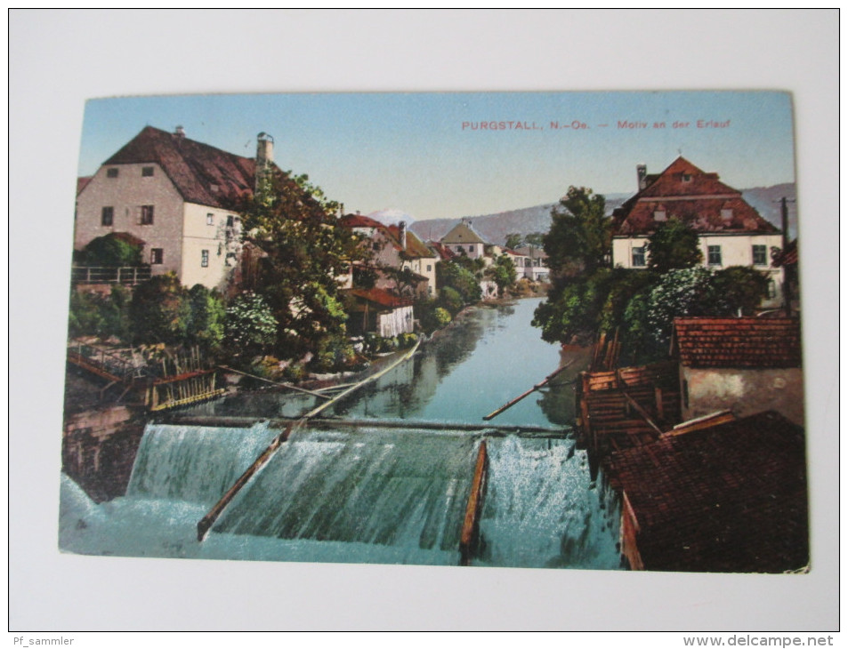 AK 1918 Österreich. Schloß Purgstall, N.-Oe. Motiv an der Erlauf. Verlag Johann Saska, Krems a.d. Donau.