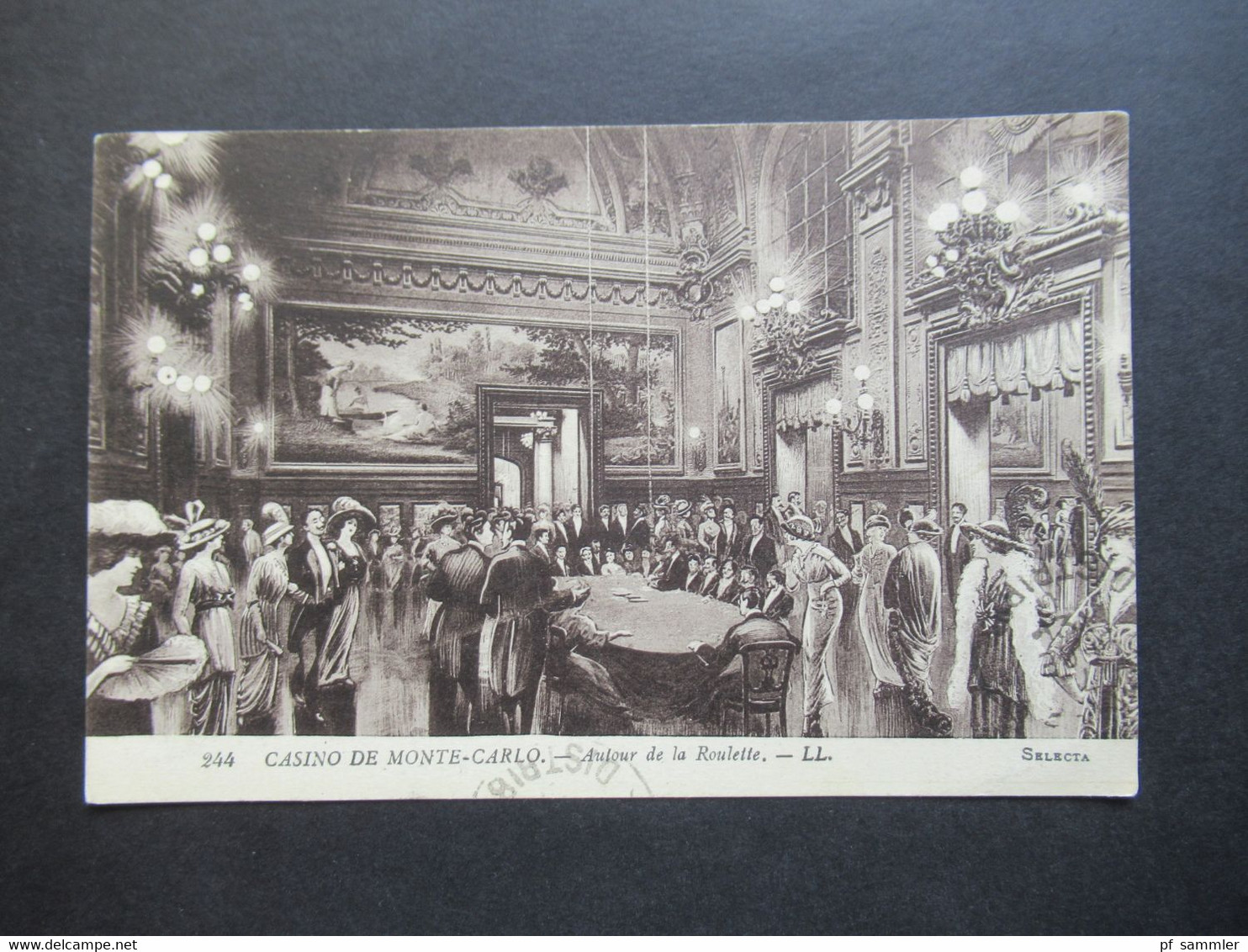 AK 1923 Casino De Monte Carlo Aulour de la Roulette Marke und Stempel Monte Carlo Principaute de Monaco
