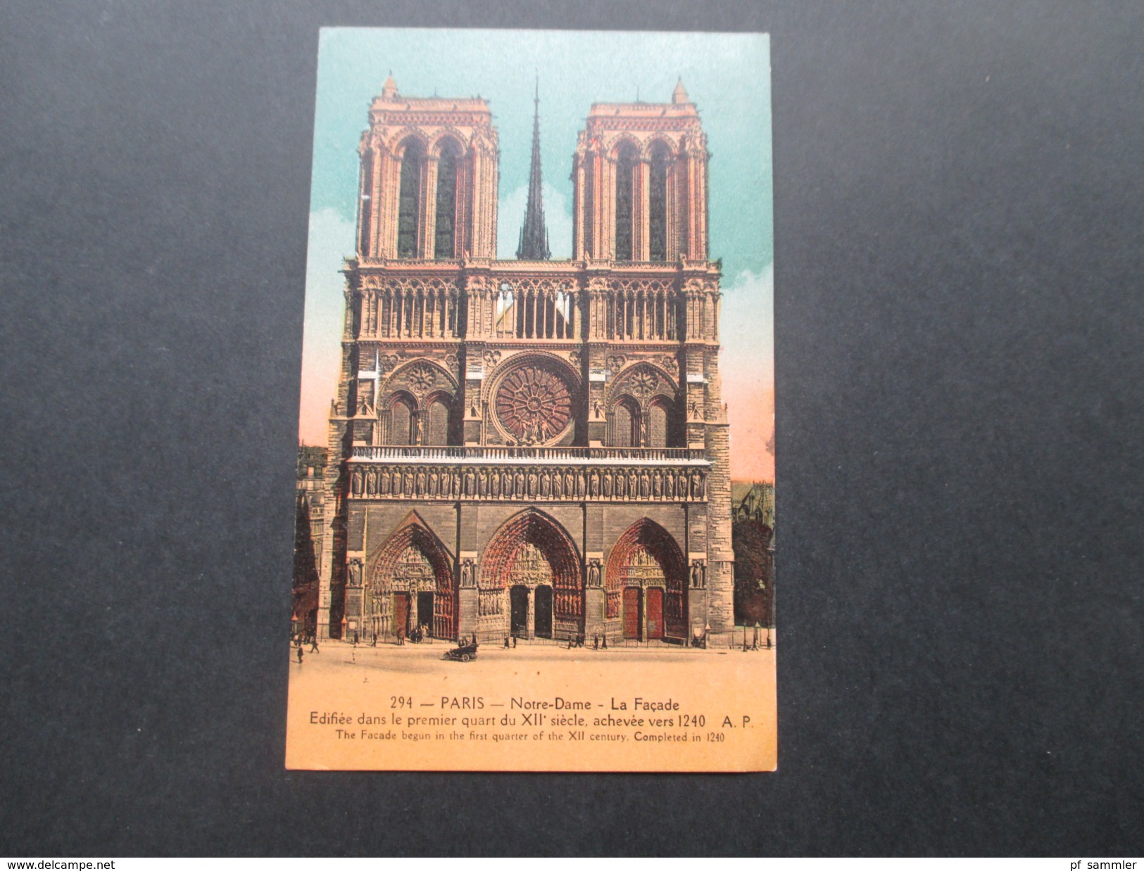 AK 1923 Paris Notre Dame La Facade.gesendet in die Schweiz