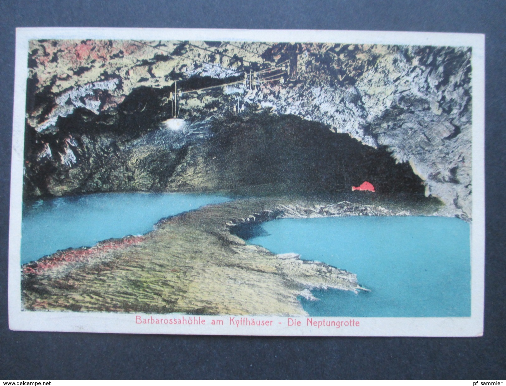 AK 1924 Barbarossahöhle am Kyffhäuser - die Neptungrotte. Bahnpoststempel