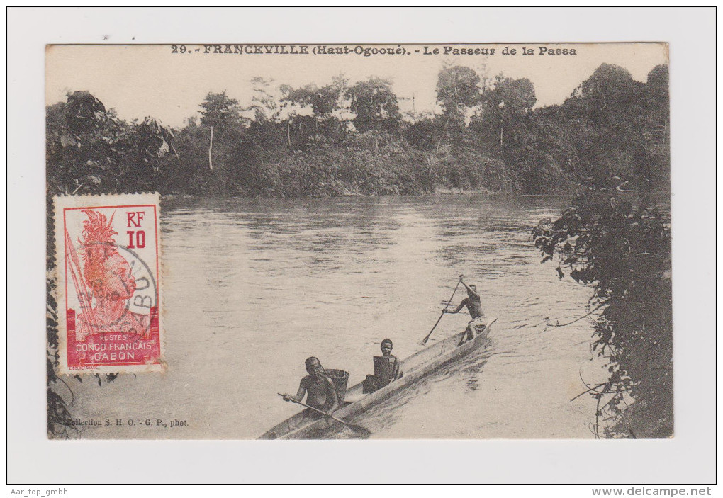 AK Afrika Gabun FRANCEVILLE Le Passeur de la Passa 1912-03-06 Libreville exp. à Lyss Photo S.H.O. - G.P.