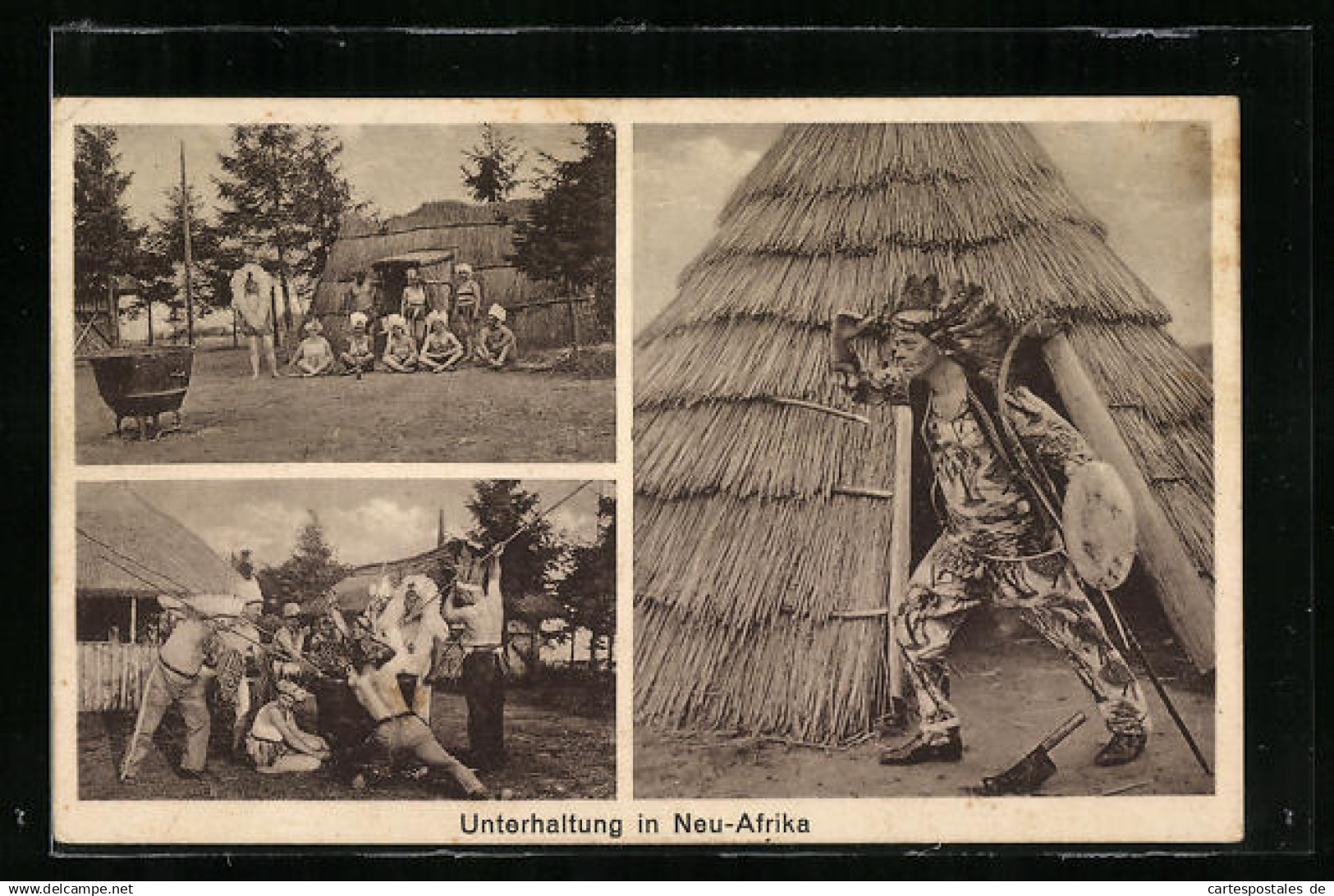 AK Ahrensdorf / Templin, Neu-Afrika, Indianer vor der Hütte und an einem Topf