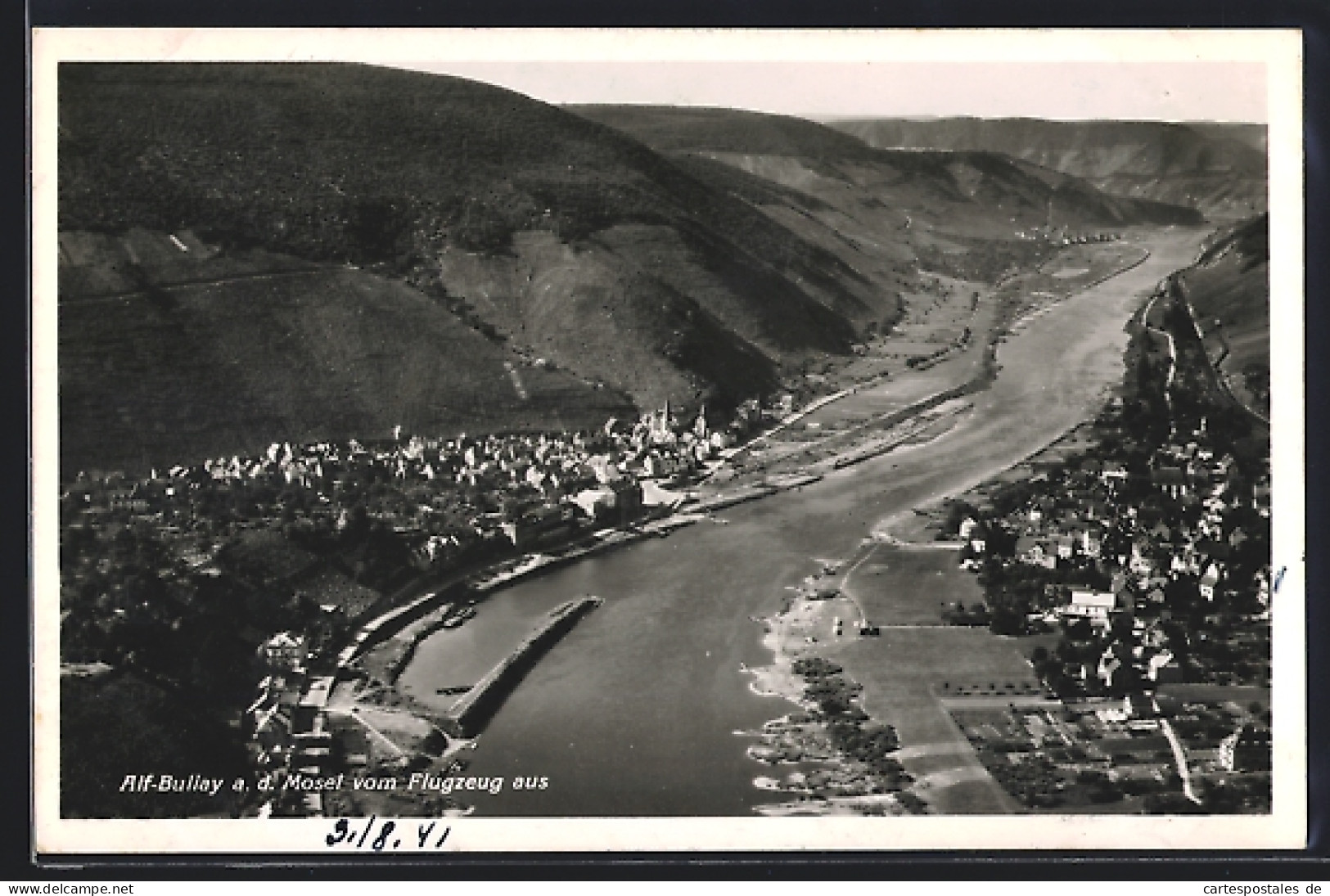 AK Alf a. d. Mosel, Alf-Bullay vom Flugzeug aus