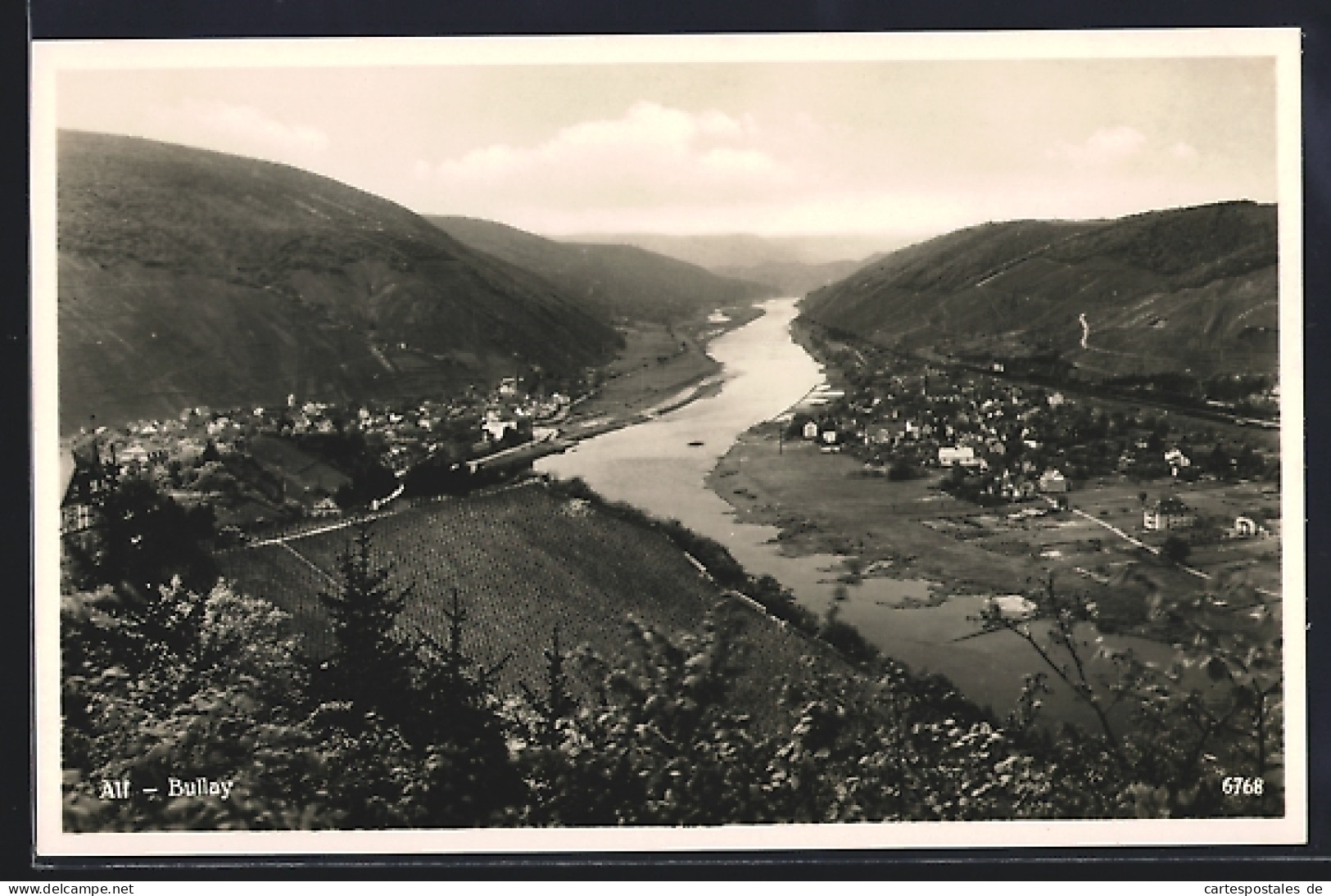 AK Alf /Bullay, Moselblick mit Weinbergen und Ortsansicht