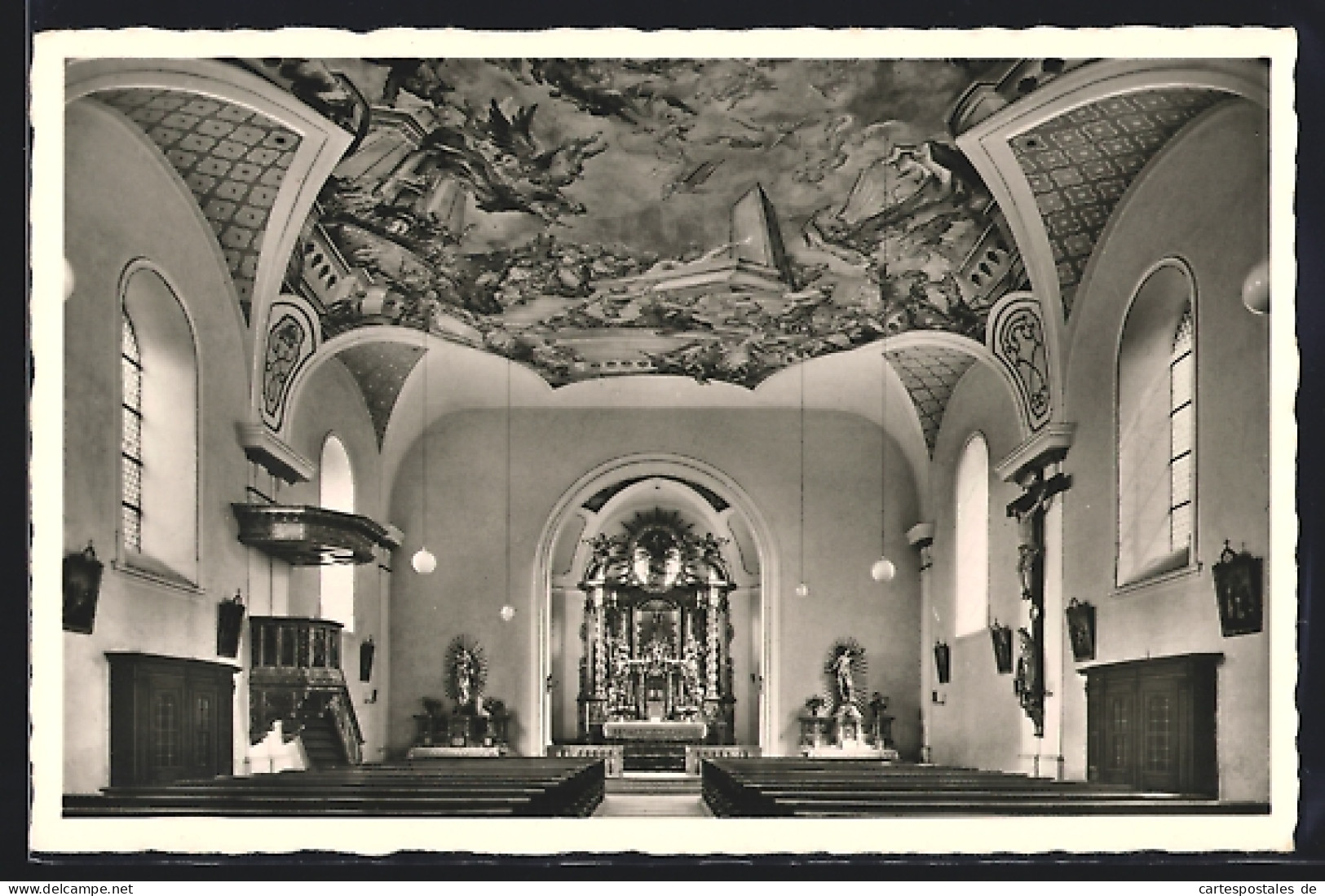 AK Allersberg / Mfr., Kath. Pfarrkirche Maria Himmelfahrt, Innenansicht