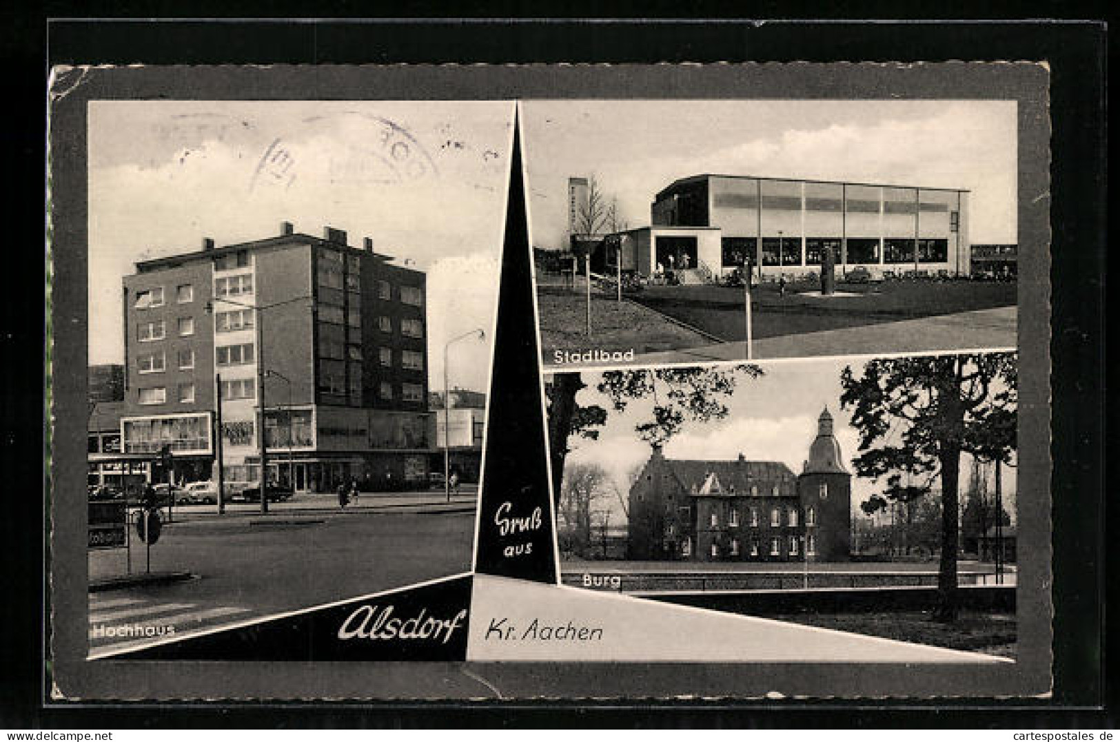 AK Alsdorf, Hochhaus, Stadtbad und Burg