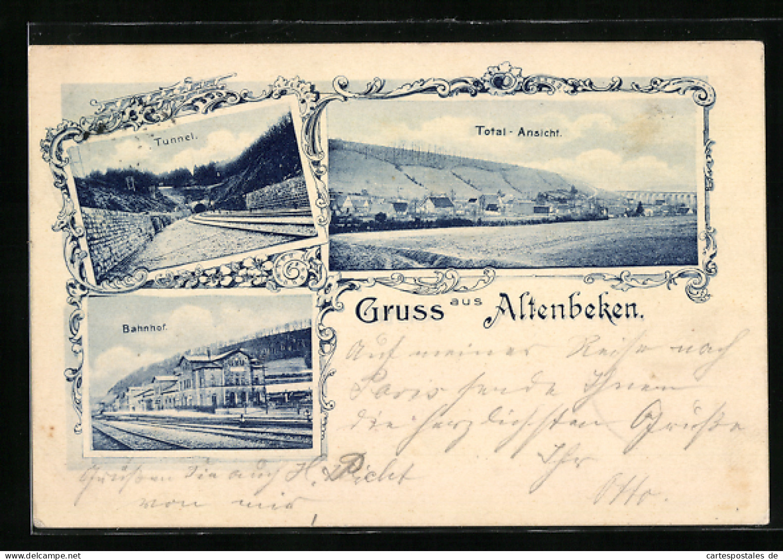 AK Altenbeken, Totalansicht, Bahnhof, Tunnel