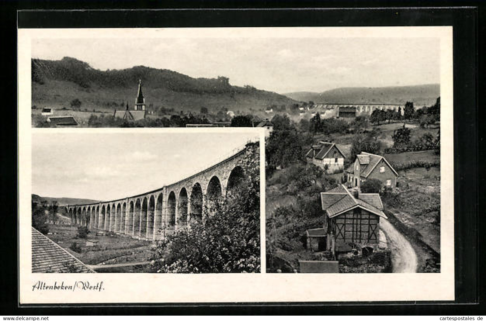 AK Altenbeken /Westf., Ortspartie mit Brücke