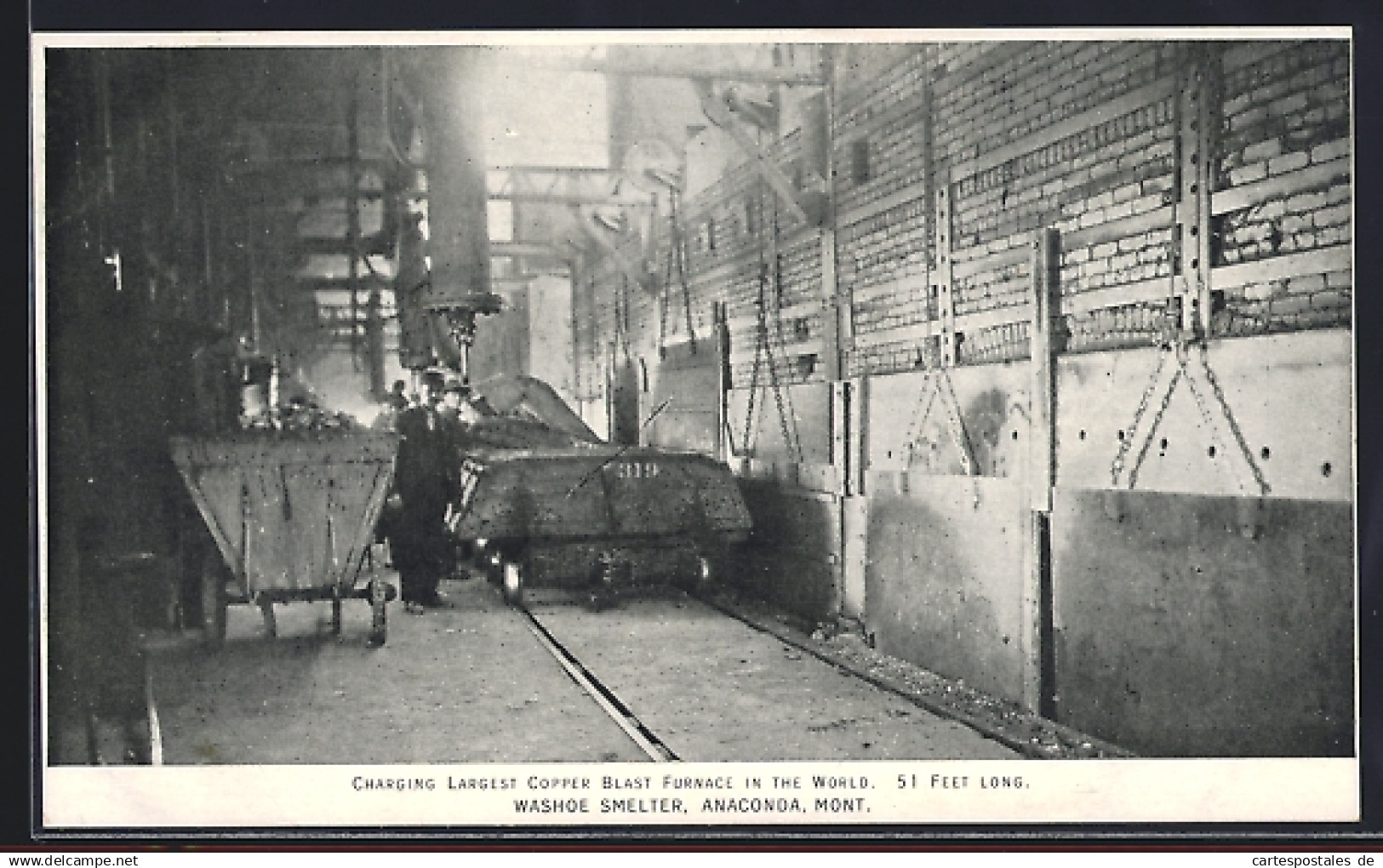 AK Anaconda, MT, Washoe Smelter, Charging Largest Copper Blast Furnaces in the World