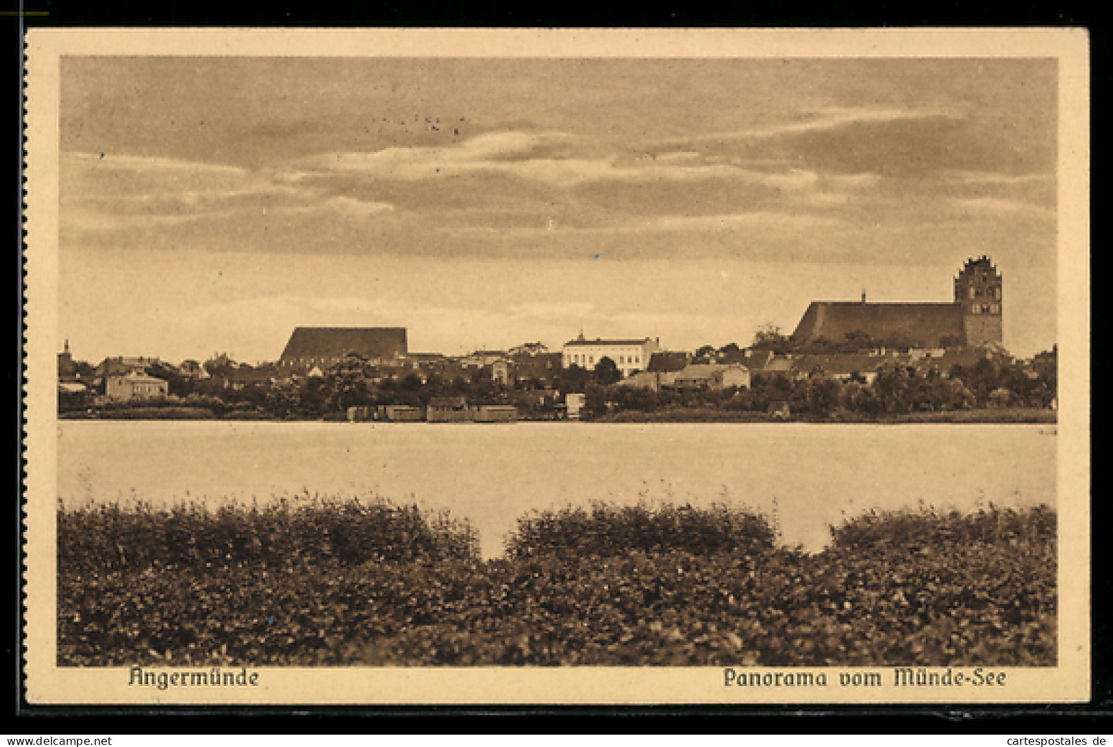AK Angermünde, Ortspanorama vom Münde-See