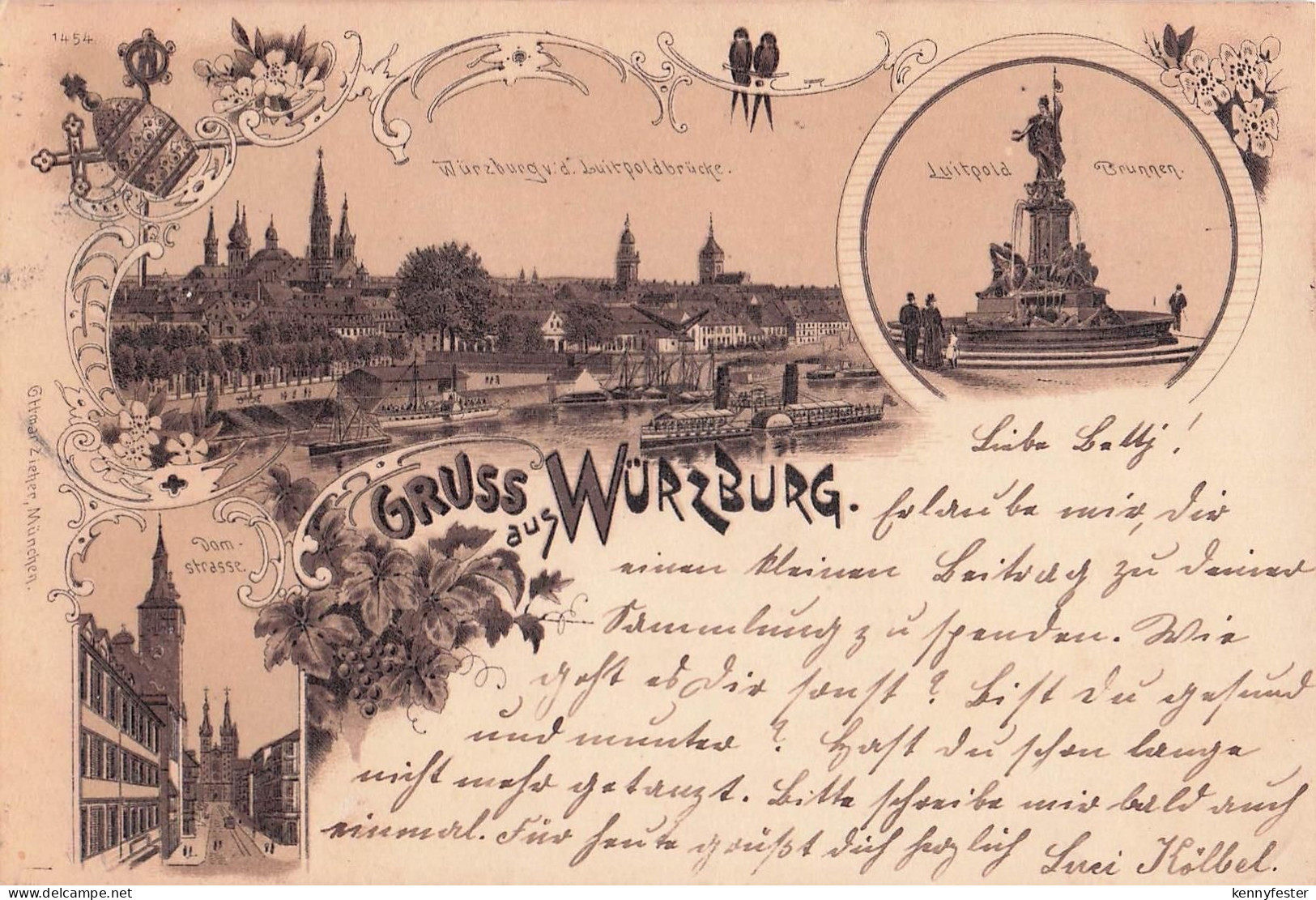 AK / Ansichtskarte Wuerzburg Luitpold Brunnen Luitpoldbruecke Domstrasse Kat. Wuerzburg